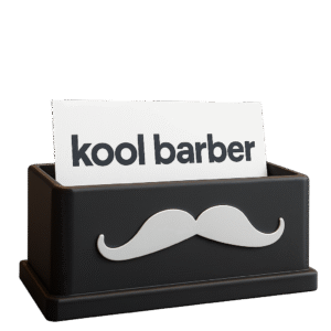 Expositor de tarjetas barbería bigote blanco | Kool Barber