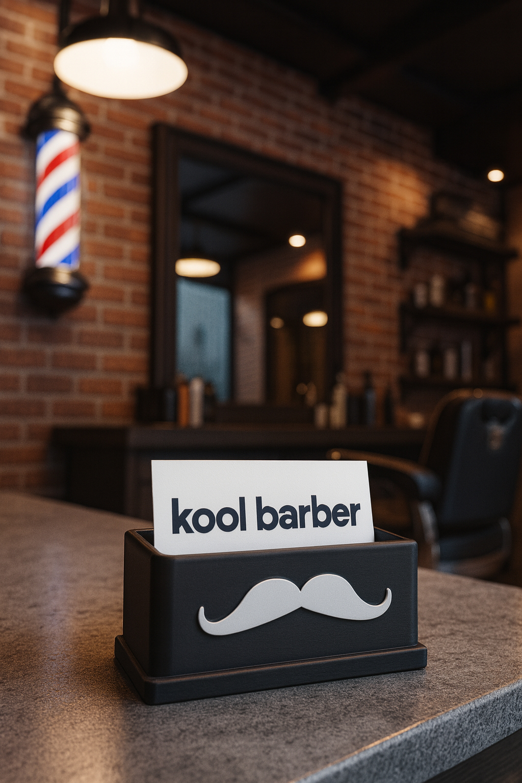 Expositor de tarjetas barbería bigote blanco | Kool Barber - Imagen 4