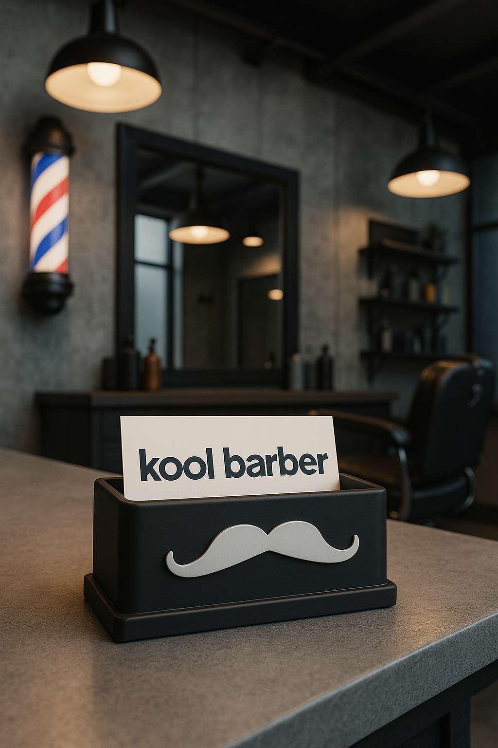 Expositor de tarjetas barbería bigote blanco | Kool Barber - Imagen 5