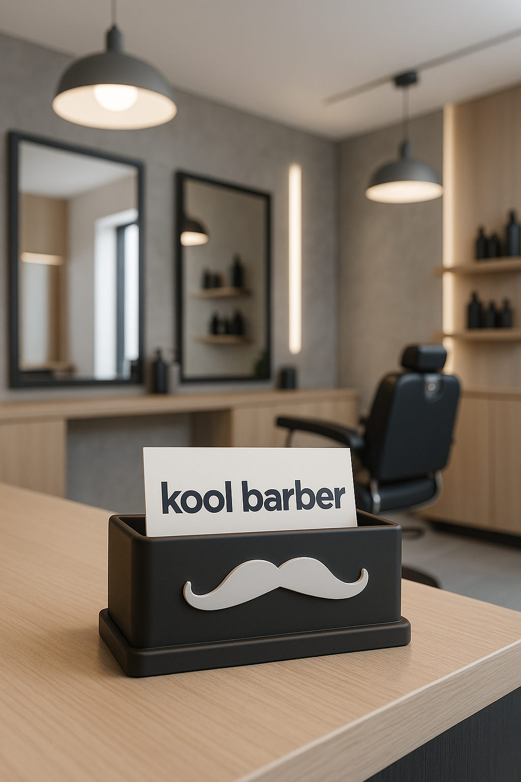 Expositor de tarjetas barbería bigote blanco | Kool Barber - Imagen 3