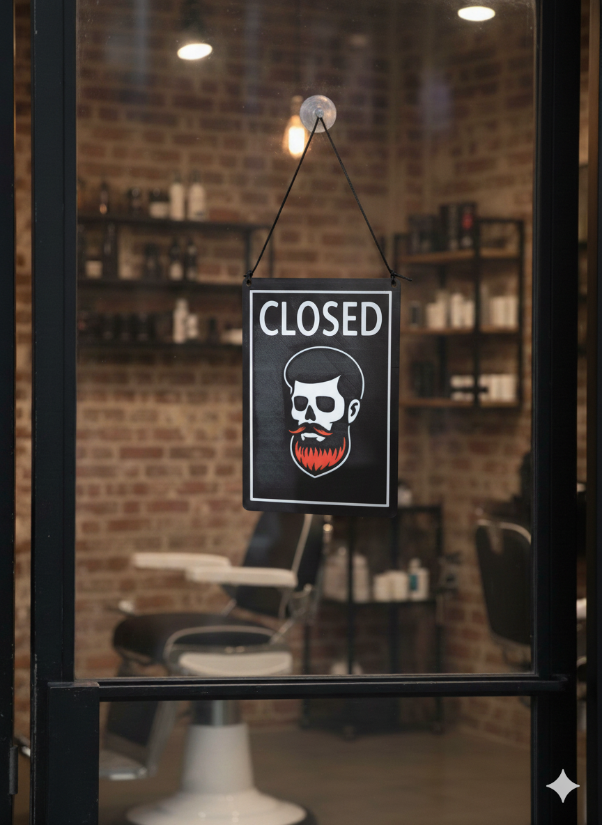 Cartel cerrado/abierto barbero afro calavera| Kool Barber - Imagen 5