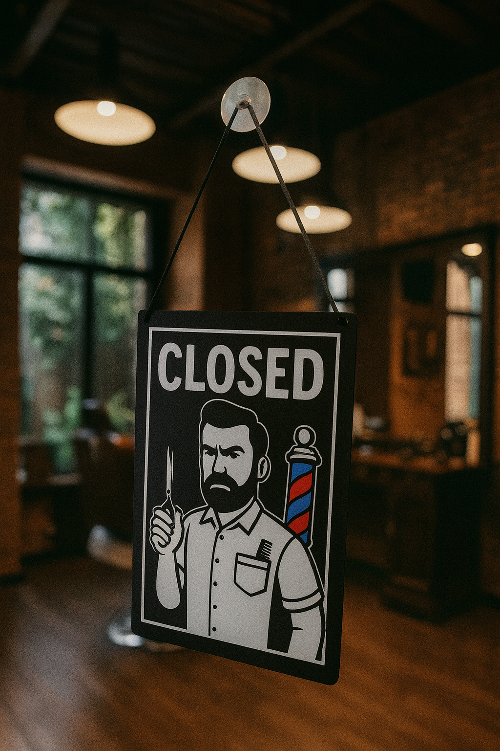 Cartel cerrado/abierto barbero clásico elegante | Kool Barber - Imagen 4