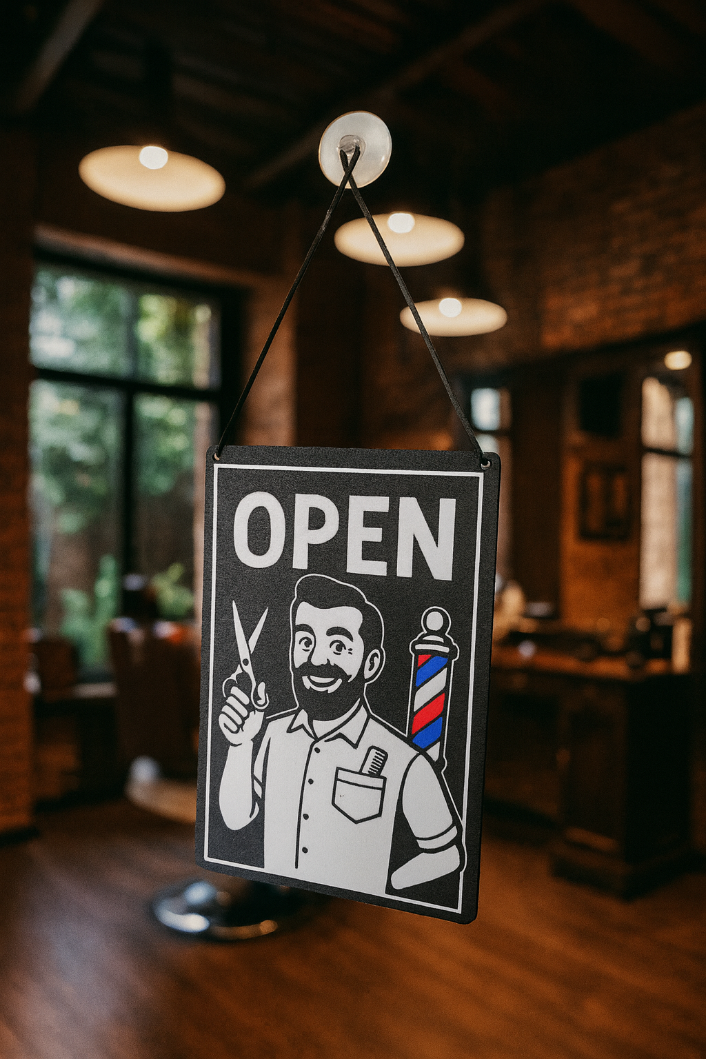 Cartel cerrado/abierto barbero clásico elegante | Kool Barber - Imagen 5